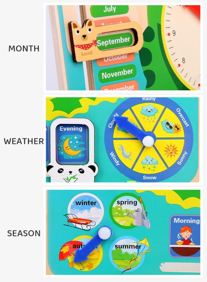 ZedPlay Multi Functional Wooden Calender Clock Weather Season Month Cognitive Board For Kids Educational Toy Anti-Tear Early Learning Toys for Toddlers Kids 0-6 Years Old Gift - Image 4