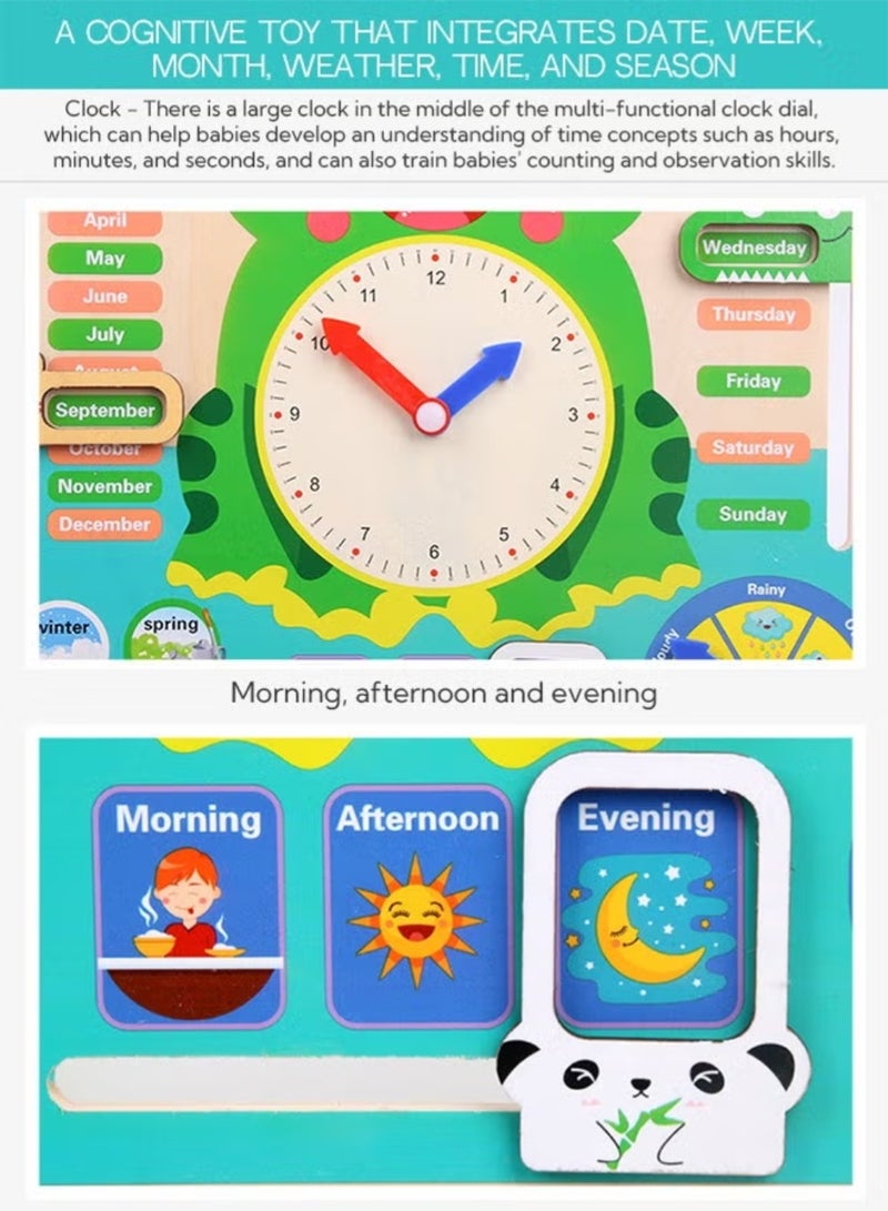 ZedPlay Multi Functional Wooden Calender Clock Weather Season Month Cognitive Board For Kids Educational Toy Anti-Tear Early Learning Toys for Toddlers Kids 0-6 Years Old Gift - Image 3