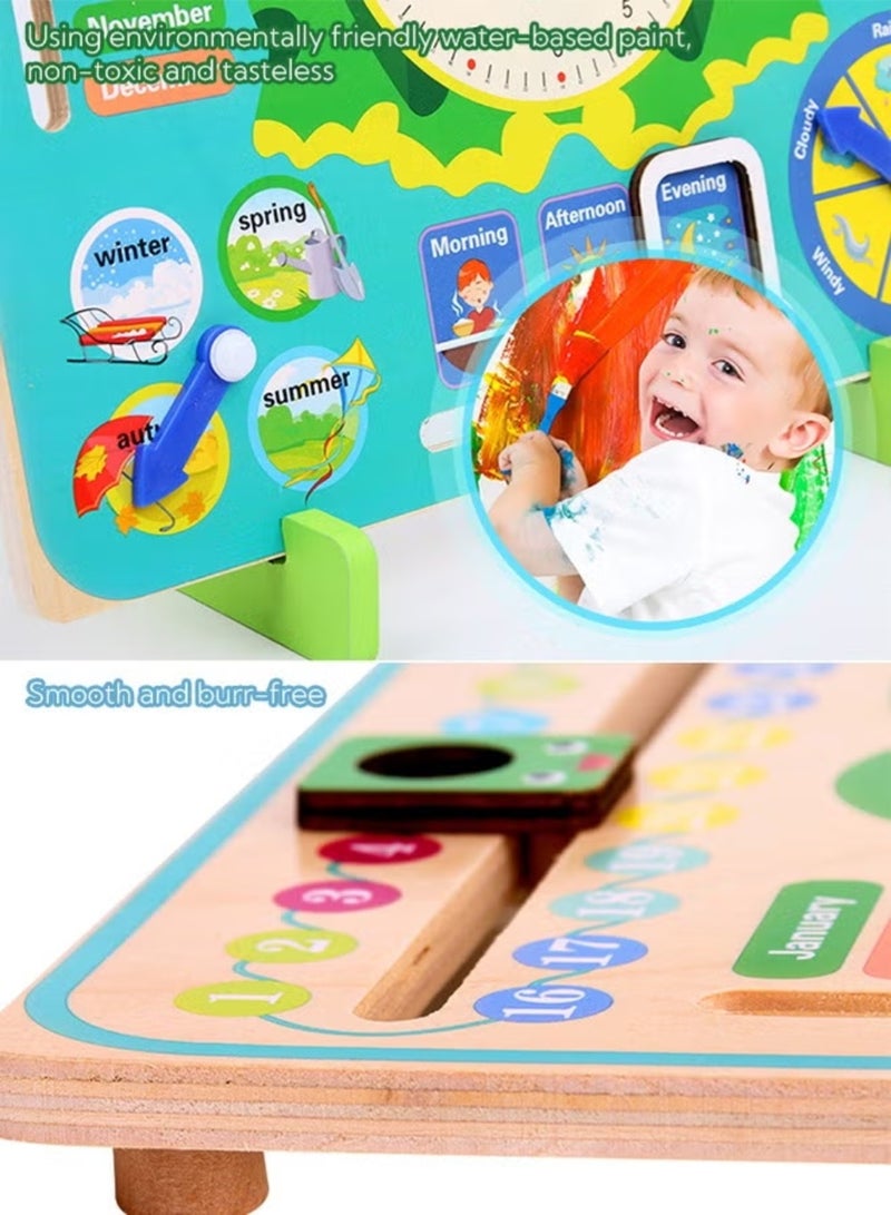 ZedPlay Multi Functional Wooden Calender Clock Weather Season Month Cognitive Board For Kids Educational Toy Anti-Tear Early Learning Toys for Toddlers Kids 0-6 Years Old Gift - Image 5