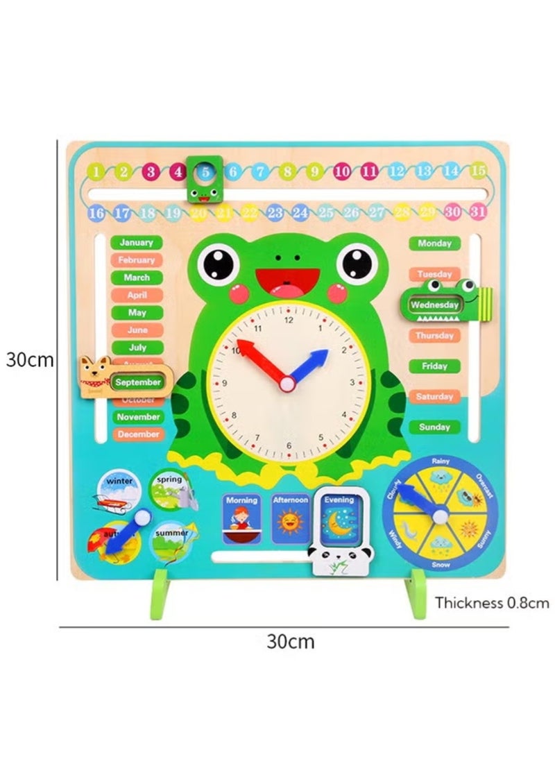 ZedPlay Multi Functional Wooden Calender Clock Weather Season Month Cognitive Board For Kids Educational Toy Anti-Tear Early Learning Toys for Toddlers Kids 0-6 Years Old Gift - Image 2