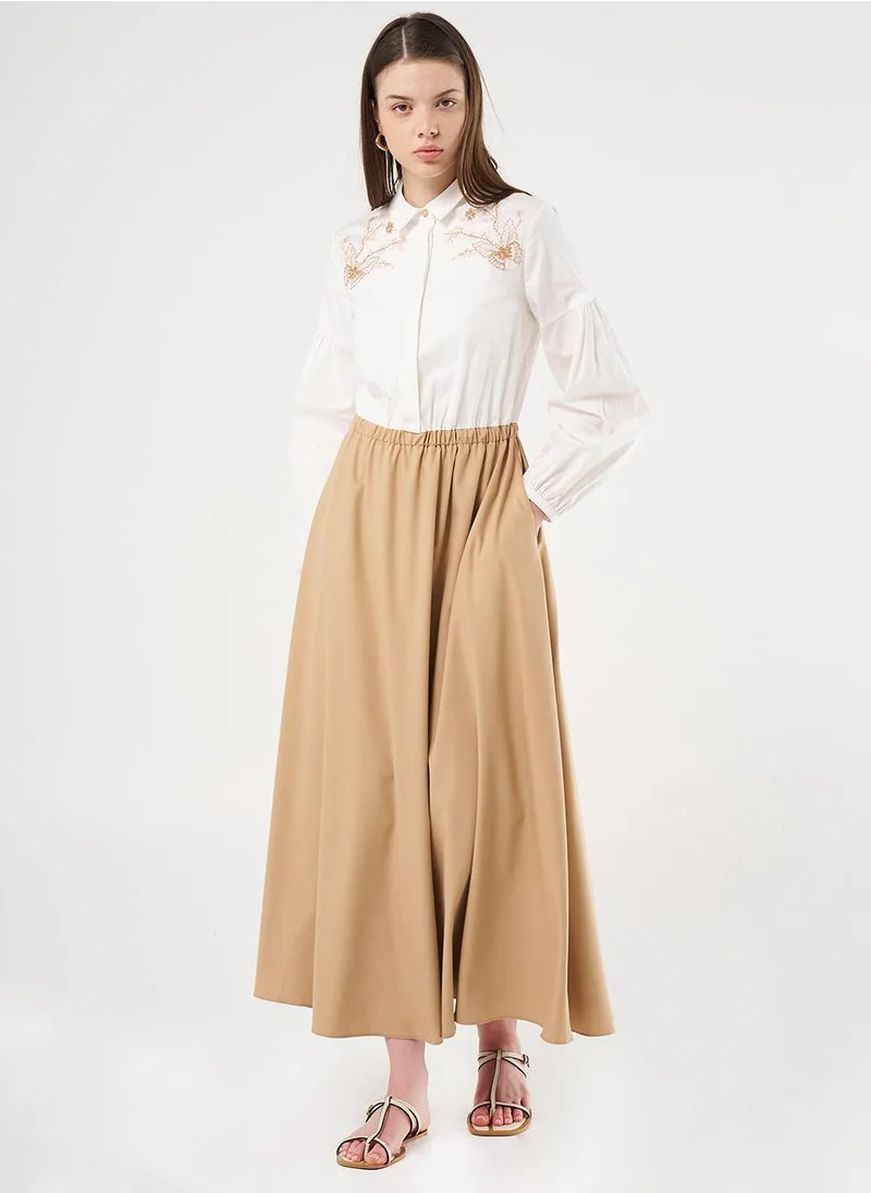 Kayra Embroidered Maxi Dress Beige