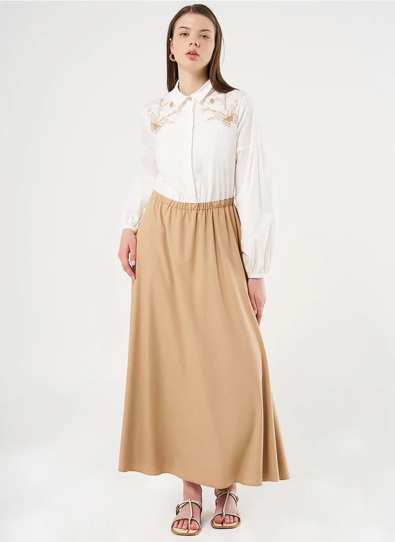 Kayra Embroidered Maxi Dress Beige