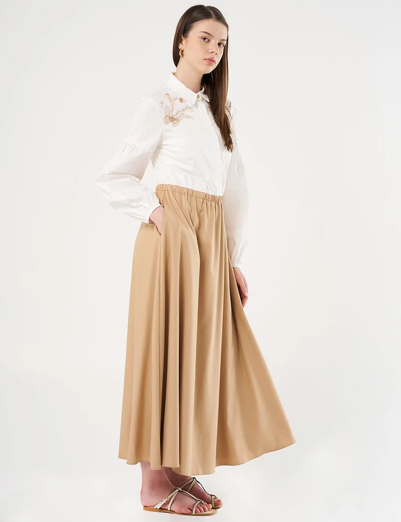 Kayra Embroidered Maxi Dress Beige