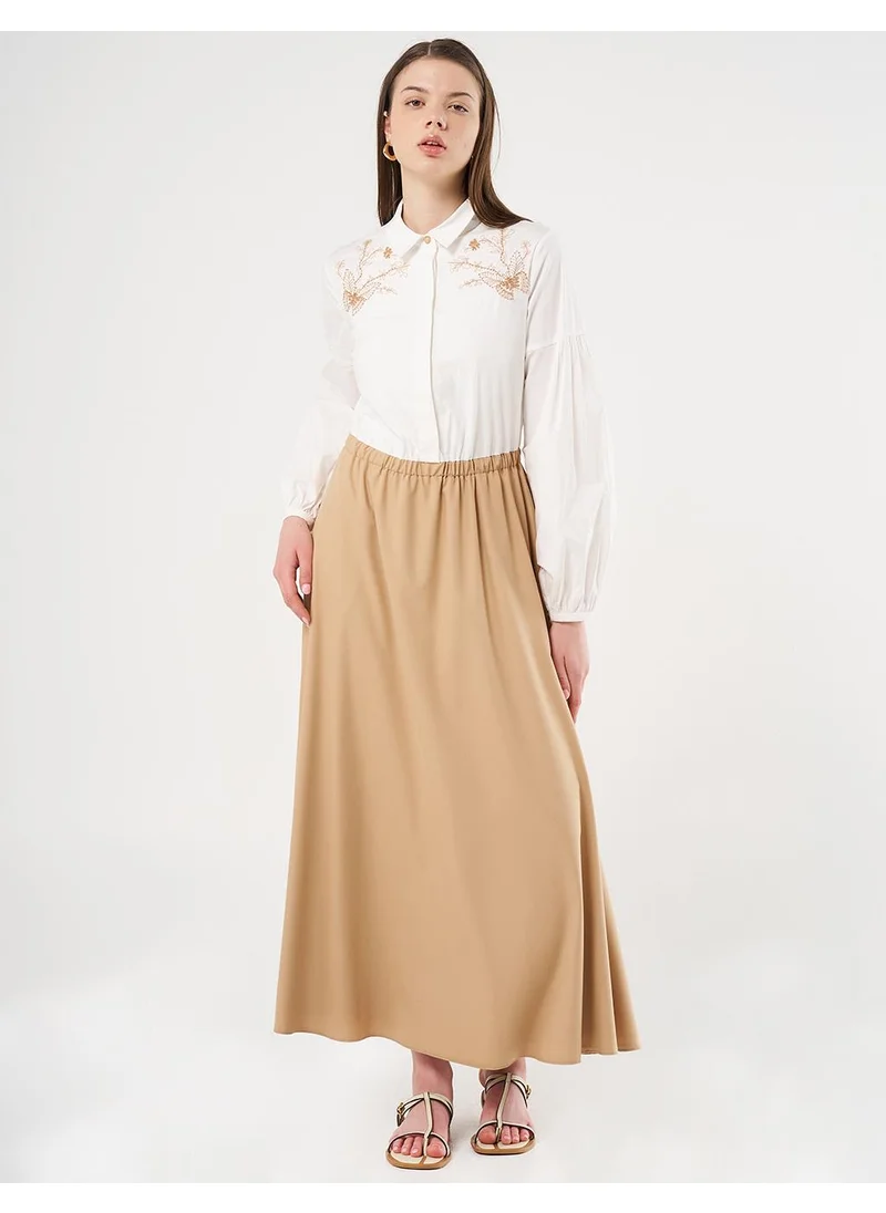 Kayra Embroidered Maxi Dress Beige