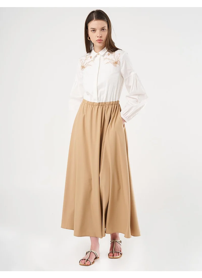 Kayra Embroidered Maxi Dress Beige