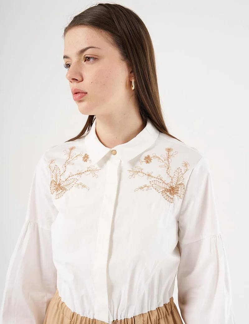 Kayra Embroidered Maxi Dress Beige