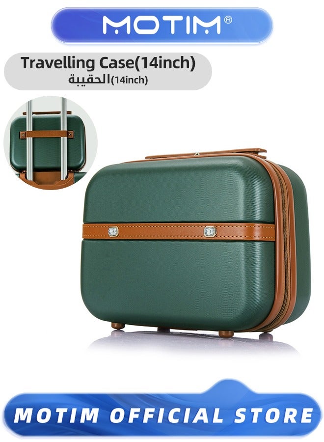 Motim 14 inch Mini Suitcase Travel Portable Storage Bag Waterproof ABS Hard Shell Carry-On Case with Elastic Strap and Zipper to Hang on Carry-On Luggage - Image 1