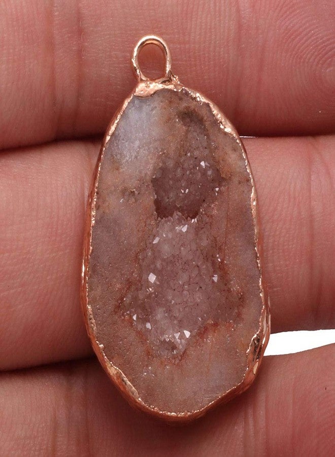 LE SKY natural stone pendant irregular druzy geode agate crystal gemstone charms for jewelry making DIY necklace charms 2 Pcs - Image 3