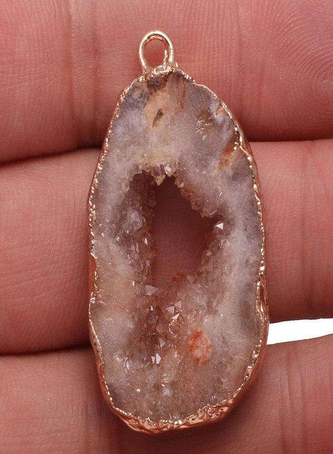 LE SKY natural stone pendant irregular druzy geode agate crystal gemstone charms for jewelry making DIY necklace charms 2 Pcs - Image 2