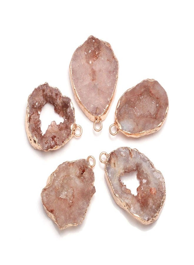 LE SKY natural stone pendant irregular druzy geode agate crystal gemstone charms for jewelry making DIY necklace charms 2 Pcs - Image 1