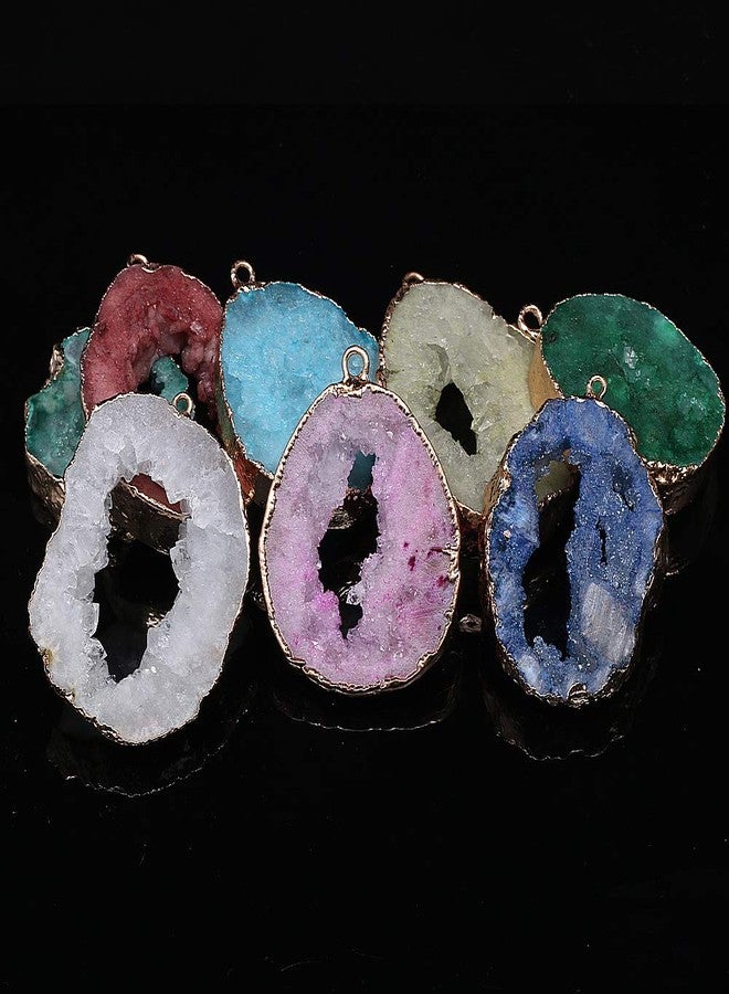 LE SKY natural stone pendant irregular druzy geode agate crystal gemstone charms for jewelry making DIY necklace charms 2 Pcs - Image 5