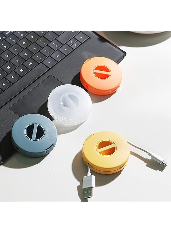 Green Tiger 4 Pcs Data Cable Sorting Storage Box, Retractable Portable Cord Organizer, 2.48 x 0.67 Inch, Transparent/Yellow/Orange/Blue - Image 1