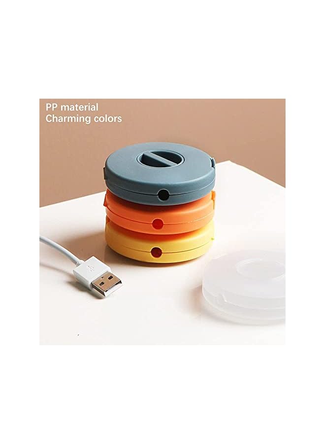 Green Tiger 4 Pcs Data Cable Sorting Storage Box, Retractable Portable Cord Organizer, 2.48 x 0.67 Inch, Transparent/Yellow/Orange/Blue - Image 2