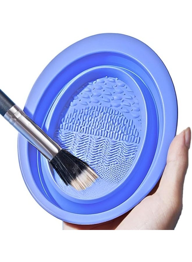 Silicone Makeup Brush Cleaner, Foldable Egg Cleaning Bowl, Multifunctional Powder Washing Mat, Washable Makeup Brush Cleaning Pad, Makeup Brush Cleaning Artifact with Suction Base for Easy Use - Image 1