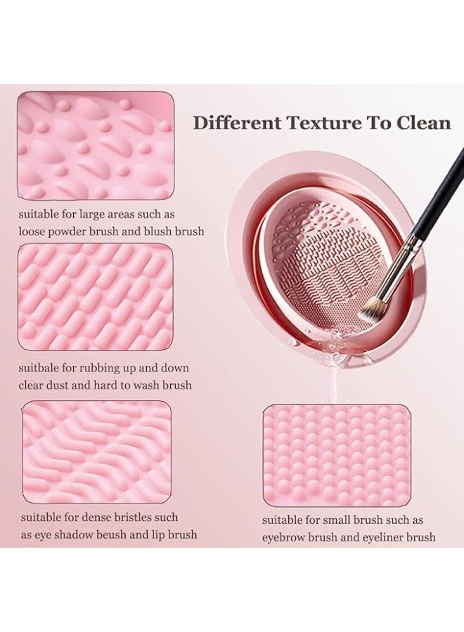 Silicone Makeup Brush Cleaner, Foldable Egg Cleaning Bowl, Multifunctional Powder Washing Mat, Washable Makeup Brush Cleaning Pad, Makeup Brush Cleaning Artifact with Suction Base for Easy Use - Image 3