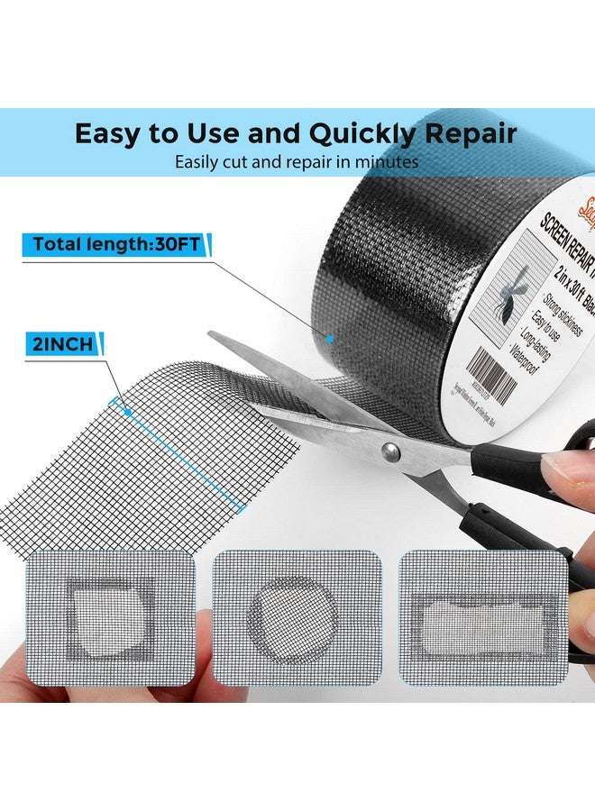 Secopad Black Window Screen Repair Tape, 2 in X 30 FT (360IN) Screen Repair Kit for Windows or Doors, Strong Adhesive Fiberglass Mesh Patch Tape - Image 4