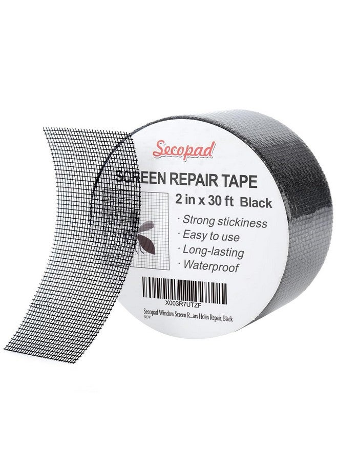 Secopad Black Window Screen Repair Tape, 2 in X 30 FT (360IN) Screen Repair Kit for Windows or Doors, Strong Adhesive Fiberglass Mesh Patch Tape - Image 1