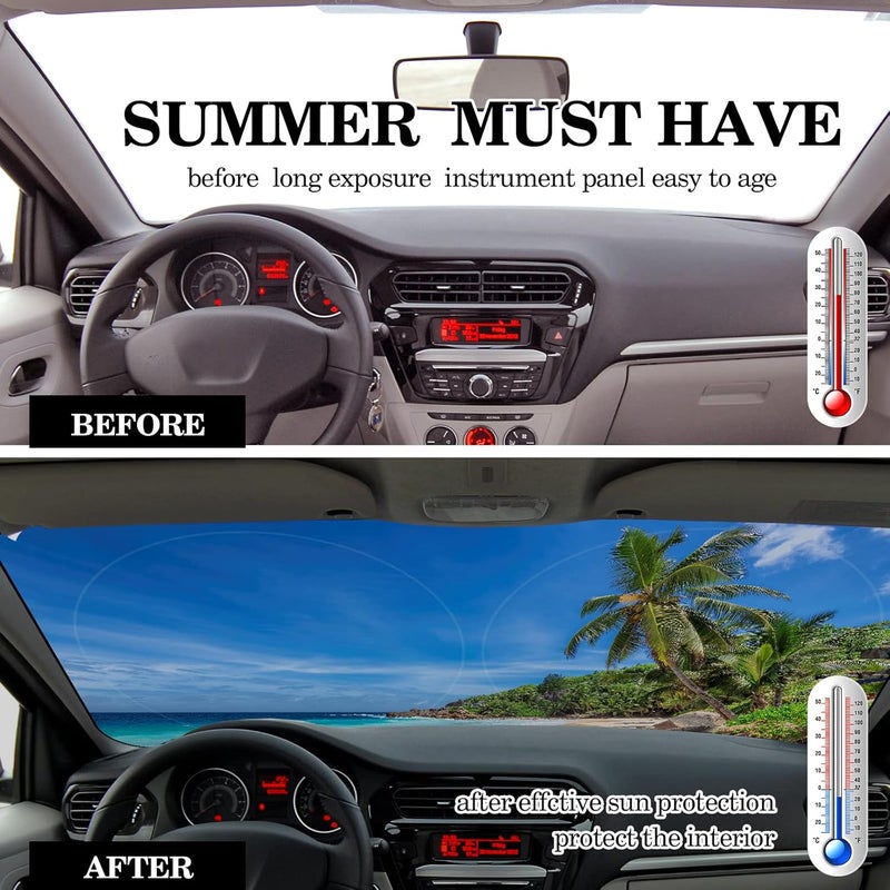 Woanger Summer Beach Print Windshield Sun Shade Foldable Car Front Window Covers for Car Accessories Sun Heat UV Rays Visor Protector Protection for Universal Cars SUV Truck - Image 3