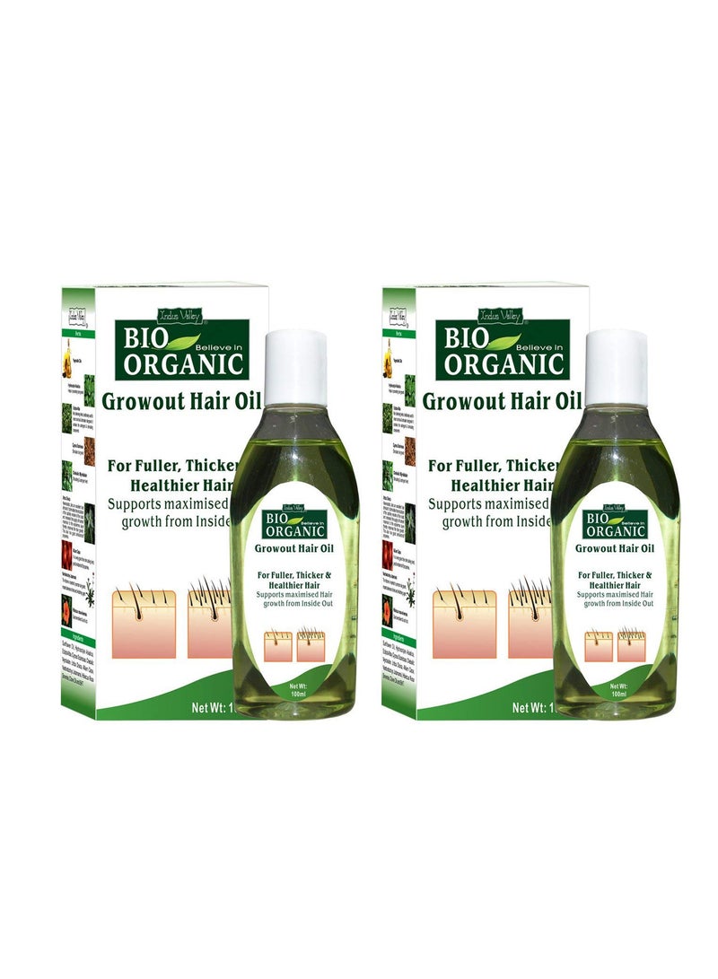 Indus Valley Bio Organic Growout Hair Oil for Hair Growth 100% Organic and vegan that combats dandruff flaky scalp frizz and split ends 100ml Pack of 2 - Image 2