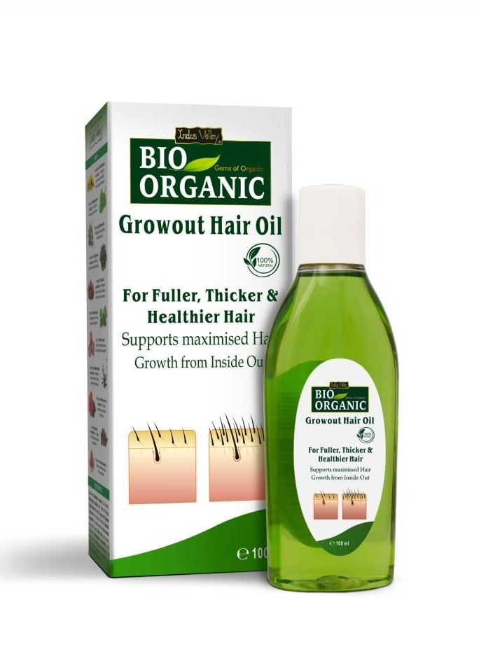 Indus Valley Bio Organic Growout Hair Oil for Hair Growth 100% Organic and vegan that combats dandruff flaky scalp frizz and split ends 100ml Pack of 2 - Image 1