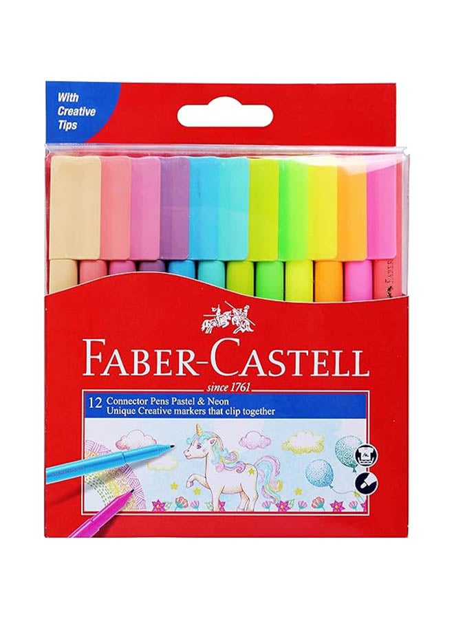 Connector Pen 12 colors Neon Pastel