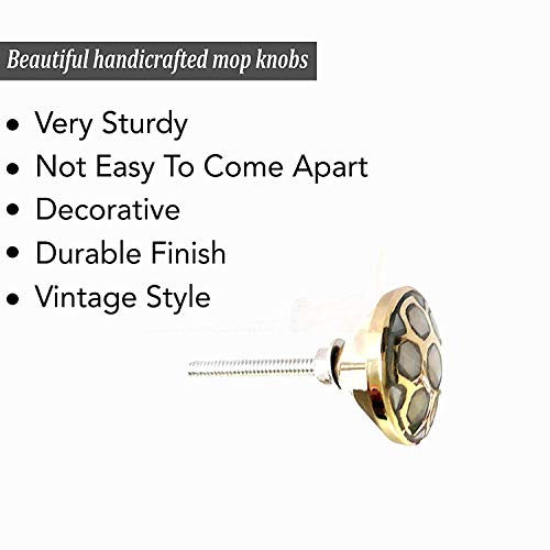 Perilla Home Set of 6 Knobs for Cabinet & Drawers Mother of Pearl Brass Knobs Decorative Vintage Knobs for Home Kitchen Cabinet Hardware Cupboard Door Dresser Wardrobe & Drawer Pulls (Design-3) - Image 4