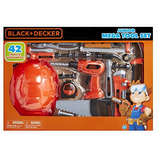 BLACK+DECKER Junior Kids Tool Set - Mega Tool Set with 42 Tools & Accessories! Role Play Tools for Toddlers Boys & Girls Ages 3 Years Old and Above, Includes Helmet! (58505) - Image 1