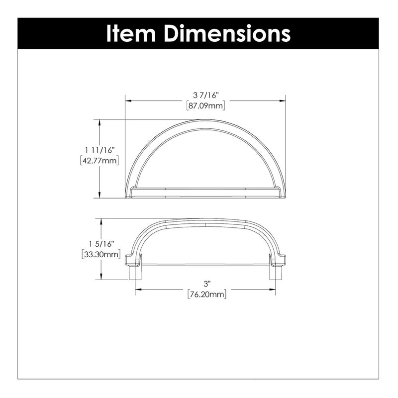 ABVIN ABVIN Matt Black Classical Cup Pulls Cabinet Handles for Hardware Cabinets Cupboards and Drawers  - Image 2