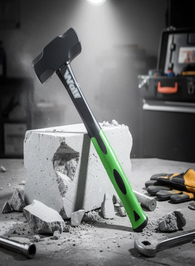 WULF 900g (2LB) Heavy Duty Sledge Hammer | Forged Steel Head with Shockproof Fiberglass Handle | Anti-Slip Grip for Demolition, Construction & DIY (Black & Green) - Image 2