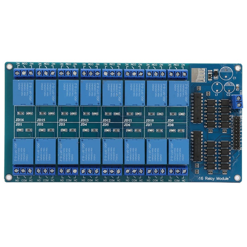 Tongling 16-Channel 5V Relay Module Optocoupler Isolation High-Low Level Trigger 10A 250VAC Load - Independent COM Ports with Normally Open Closed Contacts for Home Appliance Control PLC Expansion - Image 1