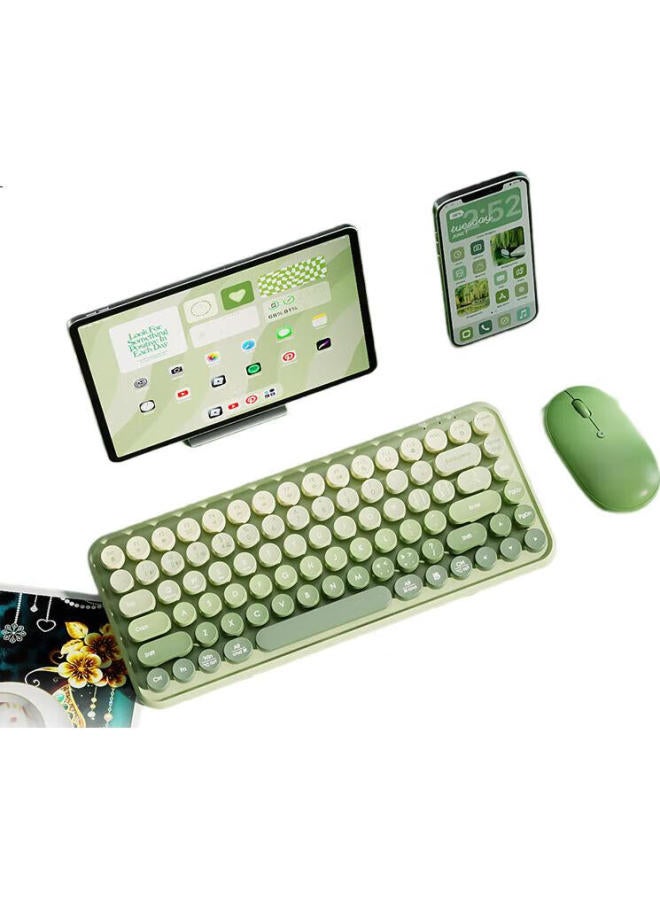 B.O.W Hangshi K608Dl, Tri-Mode Wired Bluetooth Wireless Charging Keyboard, Quiet Ultra-Thin Office Home Mobile Ipad Tablet Laptop Keyboard, Matcha Green Gradient - Image 2