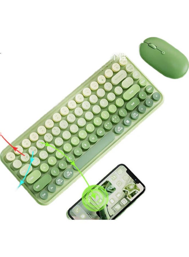 B.O.W Hangshi K608Dl, Tri-Mode Wired Bluetooth Wireless Charging Keyboard, Quiet Ultra-Thin Office Home Mobile Ipad Tablet Laptop Keyboard, Matcha Green Gradient - Image 3