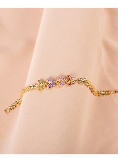 Chinese Gold Bracelet with Colorful Zirconic Butterflies