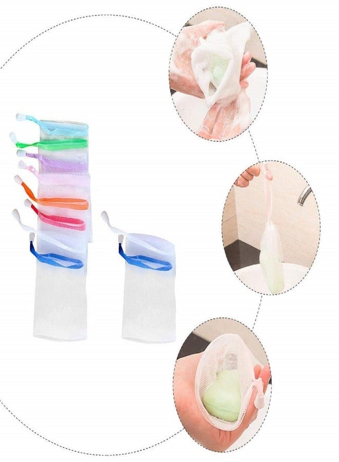 Exfoliating Mesh Soap Pouch Bubble Foam Net Soap Sack Saver Pouch Drawstring Holder Bags (Color Random...10) - Image 4