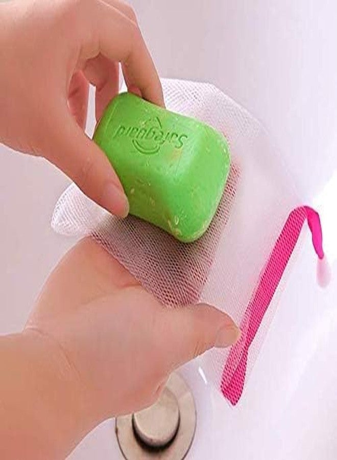 Exfoliating Mesh Soap Pouch Bubble Foam Net Soap Sack Saver Pouch Drawstring Holder Bags (Color Random...10) - Image 5