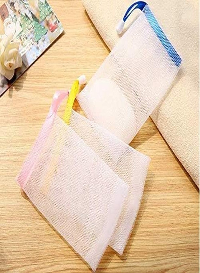 Exfoliating Mesh Soap Pouch Bubble Foam Net Soap Sack Saver Pouch Drawstring Holder Bags (Color Random...10) - Image 3