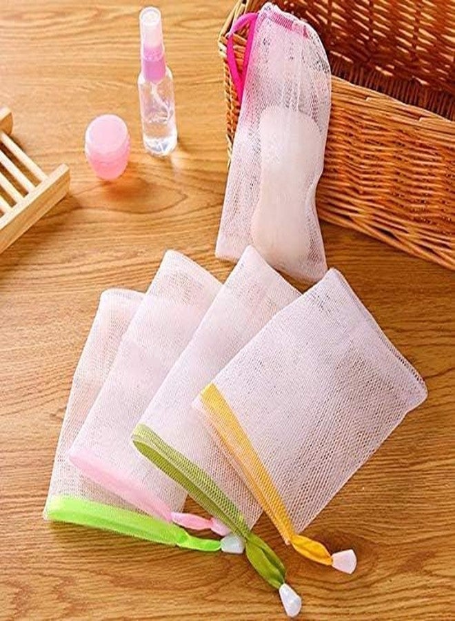 Exfoliating Mesh Soap Pouch Bubble Foam Net Soap Sack Saver Pouch Drawstring Holder Bags (Color Random...10) - Image 2