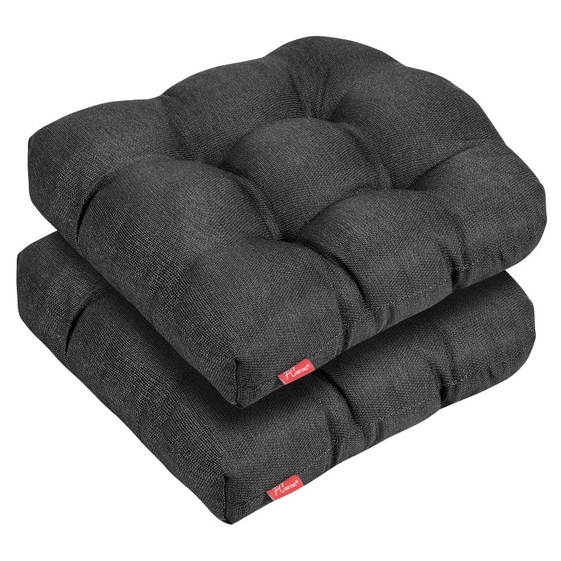 Pcinfuns Pcinfuns Outdoor Wicker Cushions  Patio U-Shaped Tufted Chair Pads Decorative Seat Cushion Set for Garden Home Office Furniture Ornament 19 x 19 x5 Inch  Black Grey  - Image 3