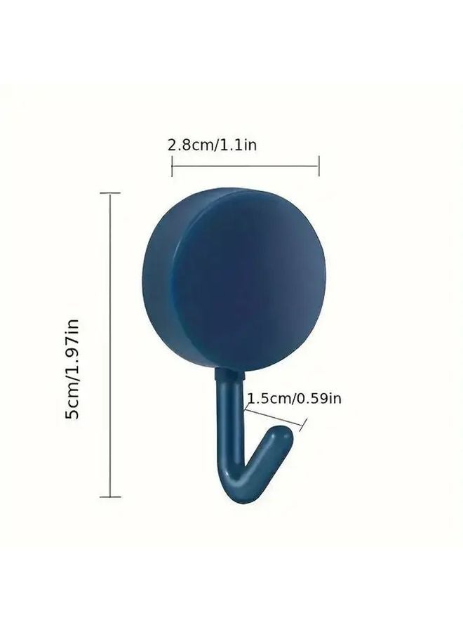Light Blue 8 Pack Round Adhesive Hooks Strong Plastic Wall Hangers For Clothes - Image 4