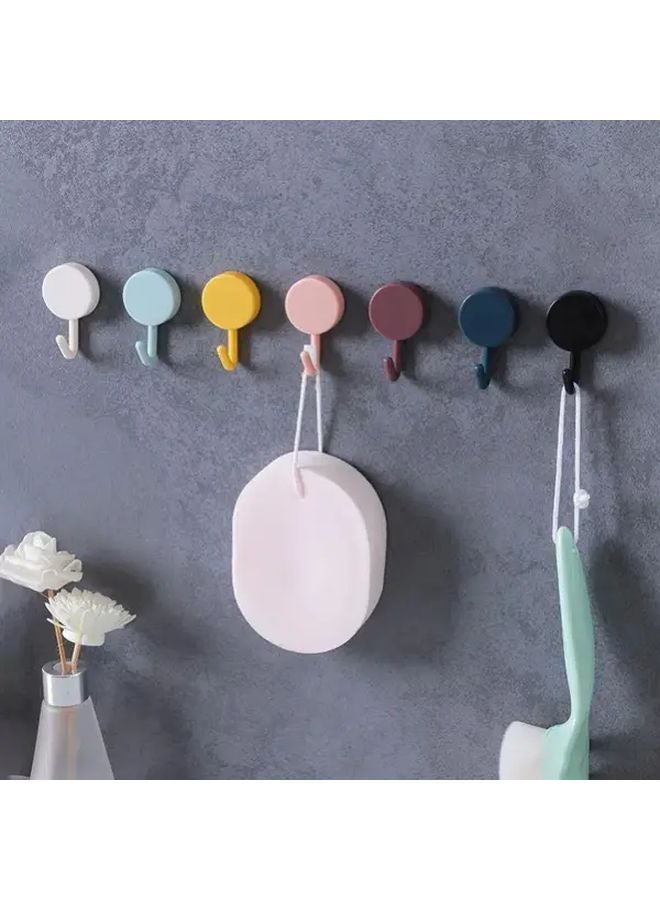 Light Blue 8 Pack Round Adhesive Hooks Strong Plastic Wall Hangers For Clothes - Image 2