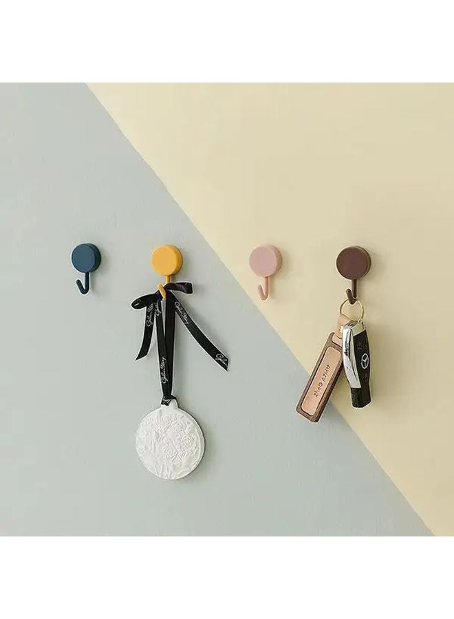 Light Blue 8 Pack Round Adhesive Hooks Strong Plastic Wall Hangers For Clothes - Image 5