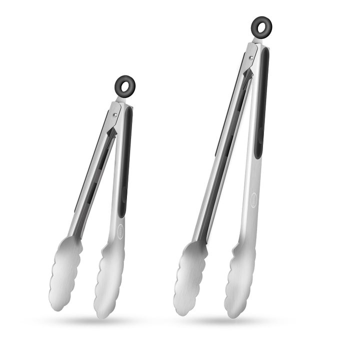 STAINLESS STEEL KITCHEN TONGS SILICONE NONSLIP GRIP LOCKING GRILLING FOOD TONGS SET OF 2 9INCH 12INCH