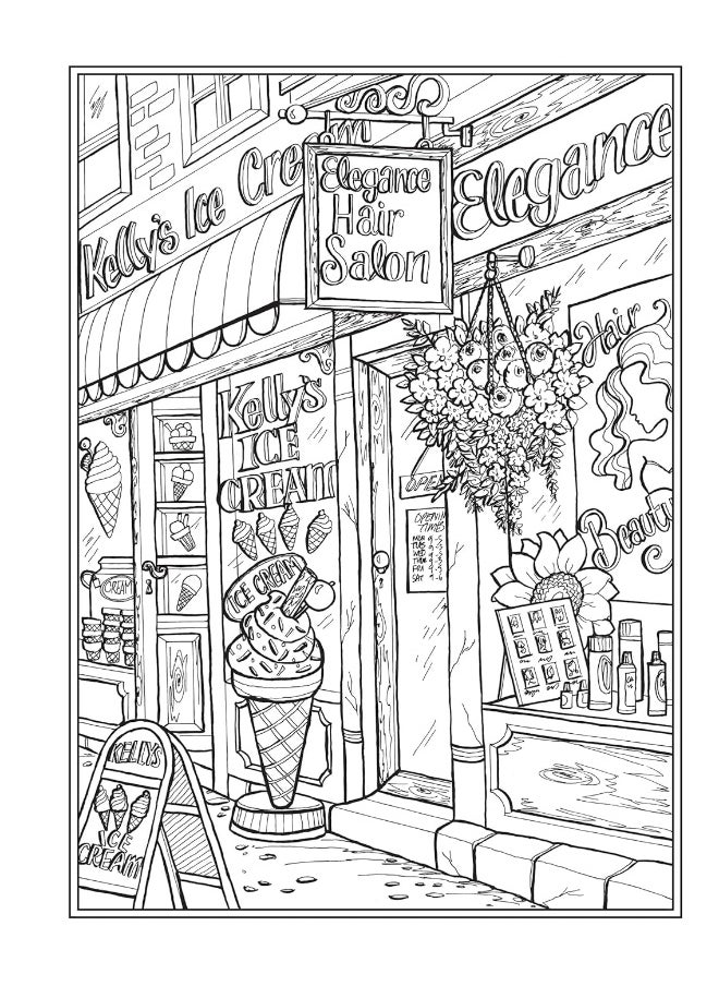 null - Creative Haven Main Street Coloring Book (Adult Coloring Books: USA) - Image 1