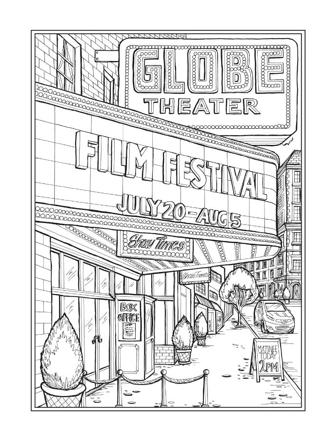 null - Creative Haven Main Street Coloring Book (Adult Coloring Books: USA) - Image 1