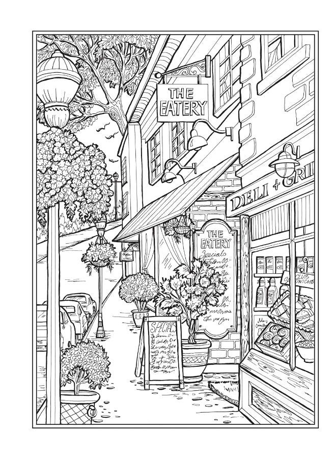 null - Creative Haven Main Street Coloring Book (Adult Coloring Books: USA) - Image 1