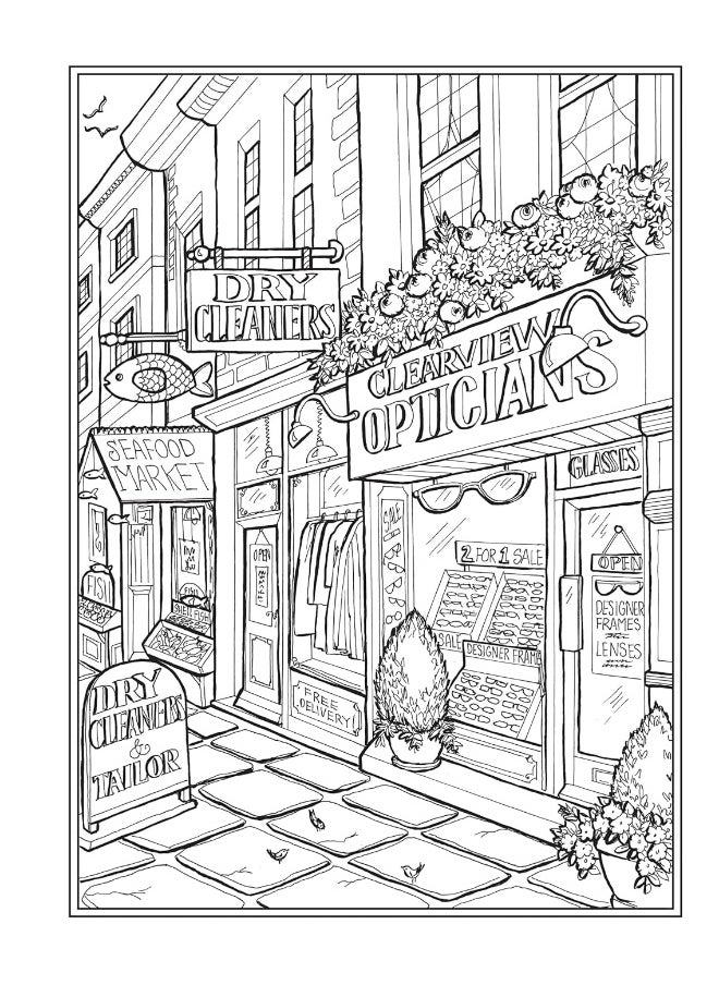 null - Creative Haven Main Street Coloring Book (Adult Coloring Books: USA) - Image 1