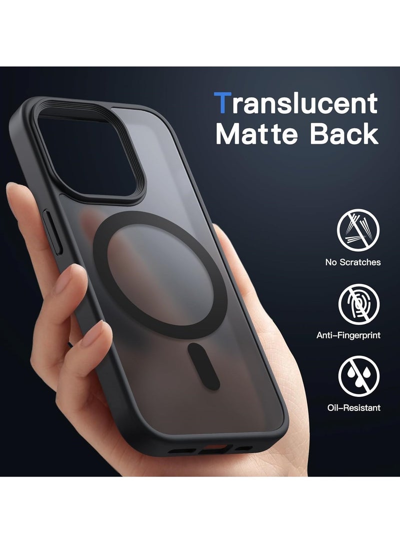 Magnetic Case for iPhone 15 Pro Max 6.7-Inch Compatible with MagSafe Translucent Matte Back Slim Shockproof Phone Cover (Black) - Image 1
