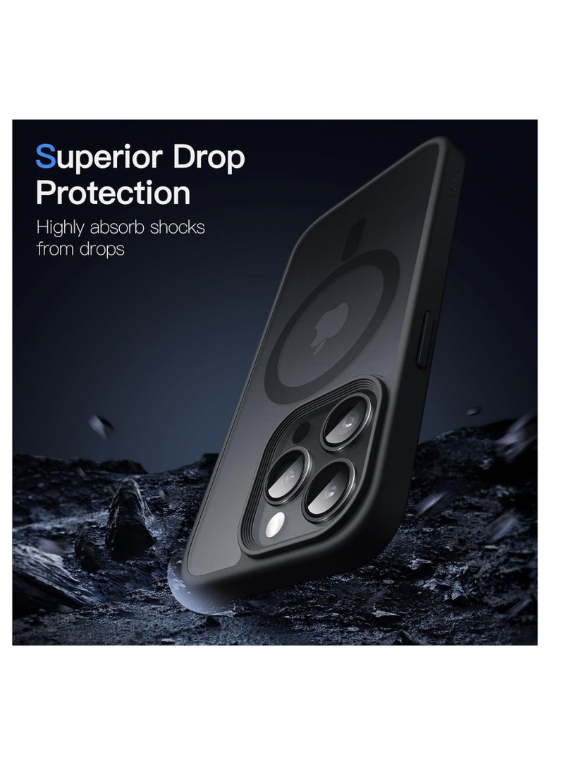 Magnetic Case for iPhone 15 Pro Max 6.7-Inch Compatible with MagSafe Translucent Matte Back Slim Shockproof Phone Cover (Black) - Image 4