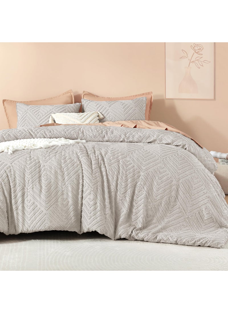Litanika Litanika Linen Grey King Size Comforter Set  3 Pieces Tufted Boho Farmhouse Bedding Comforter Sets  Lightweight Fluffy Comforter Bed Set for All Season (104x90In Comforter and 2 Pillowcases)  - Image 2