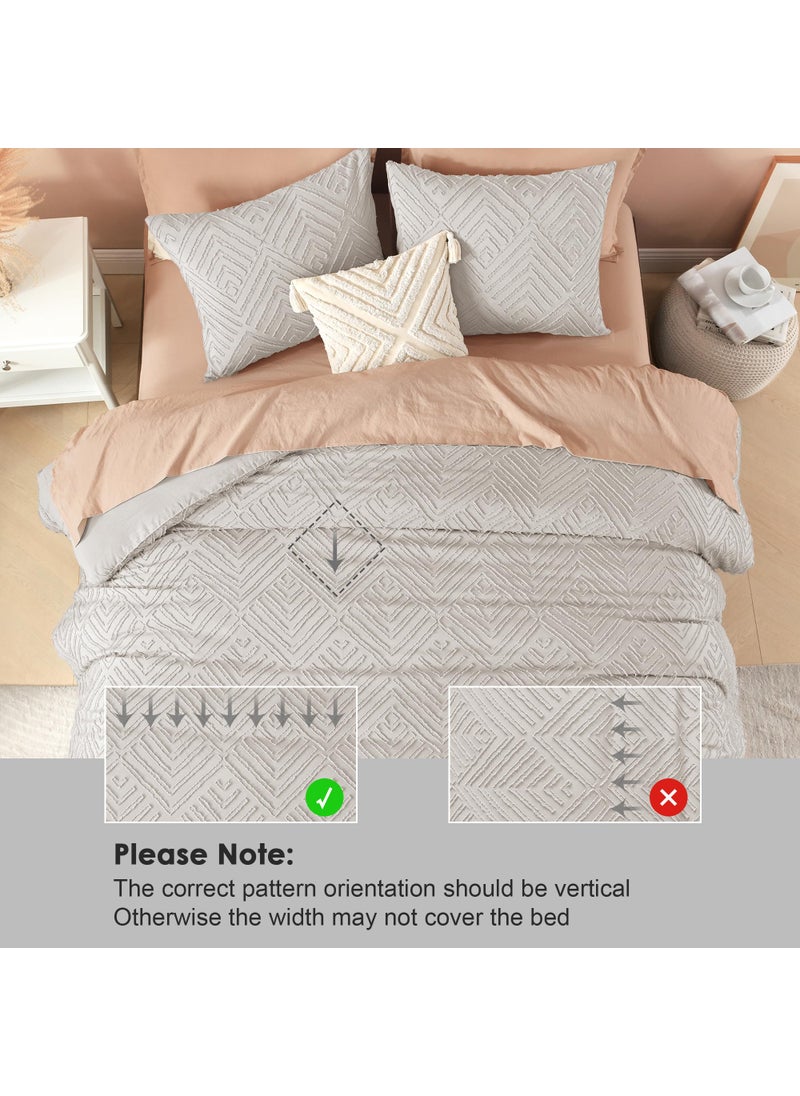 Litanika Litanika Linen Grey King Size Comforter Set  3 Pieces Tufted Boho Farmhouse Bedding Comforter Sets  Lightweight Fluffy Comforter Bed Set for All Season (104x90In Comforter and 2 Pillowcases)  - Image 4